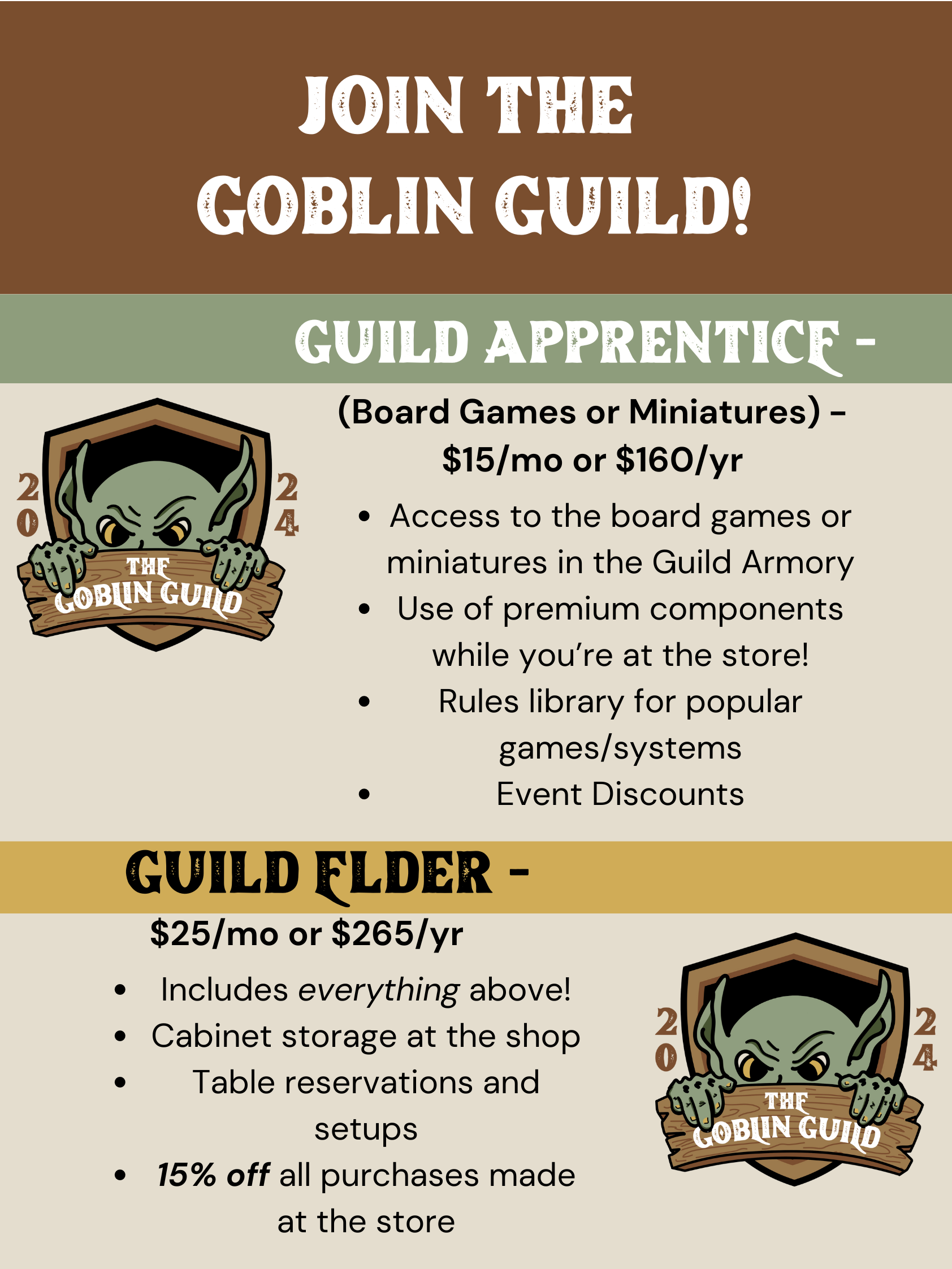 A poster that says join the goblin guild