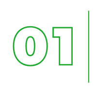 Green outlined “01” with a thin vertical green line on a white background