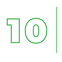 Green outlined “10” with a thin vertical green line on a white background