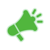 Green megaphone icon with sound lines