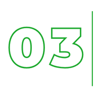 Green outlined “03” on a white background with a thin vertical green line on the right.