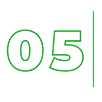 Green outlined “05” with a thin vertical line on a white background
