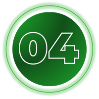 Green circular badge with white outlined number 04
