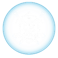 Light blue glowing circle with a white center on a plain background
