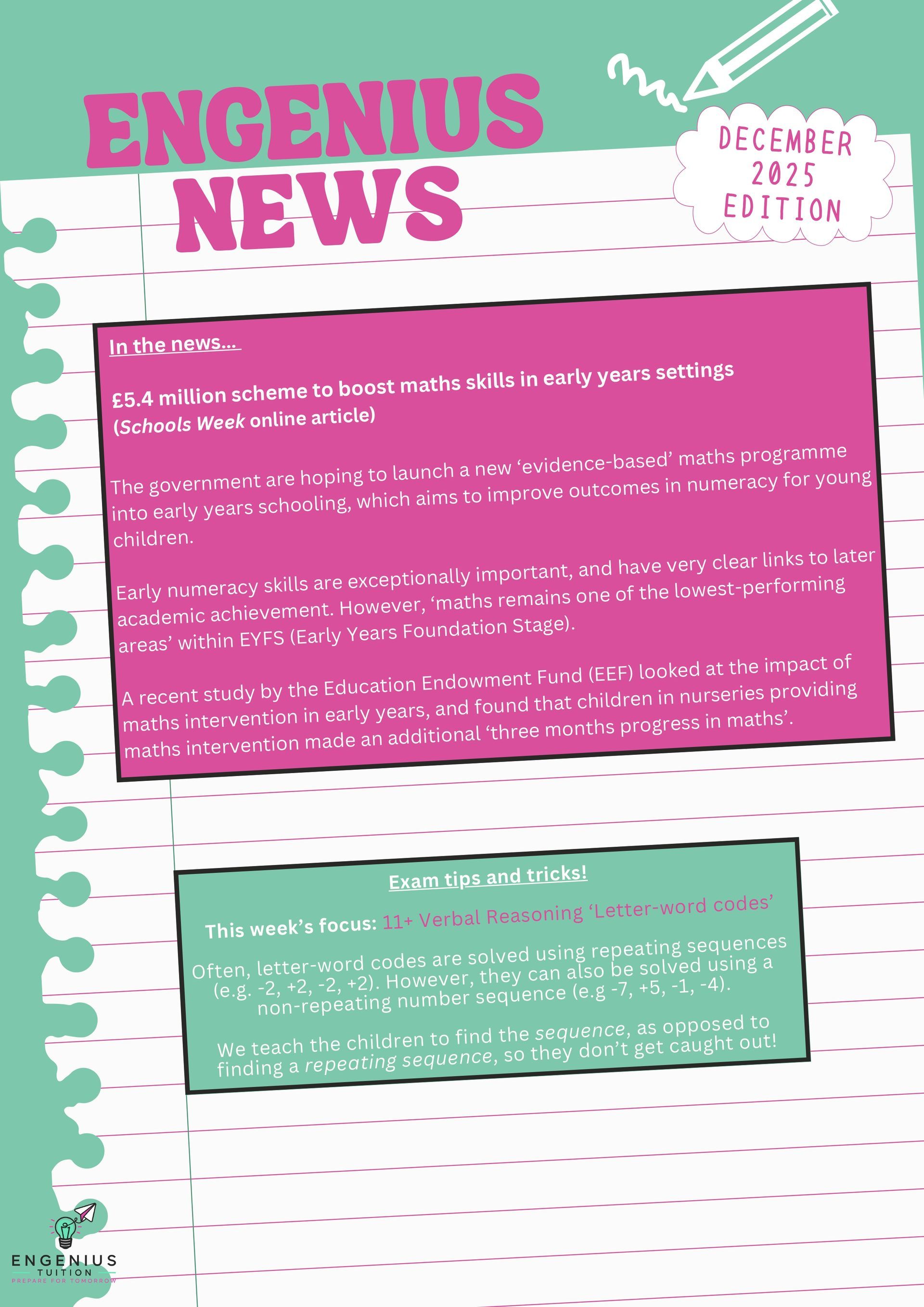 Pink newsletter titled 