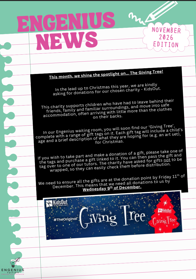Poster titled “ENGENIUS NEWS” with text and several student award photos on a dark background