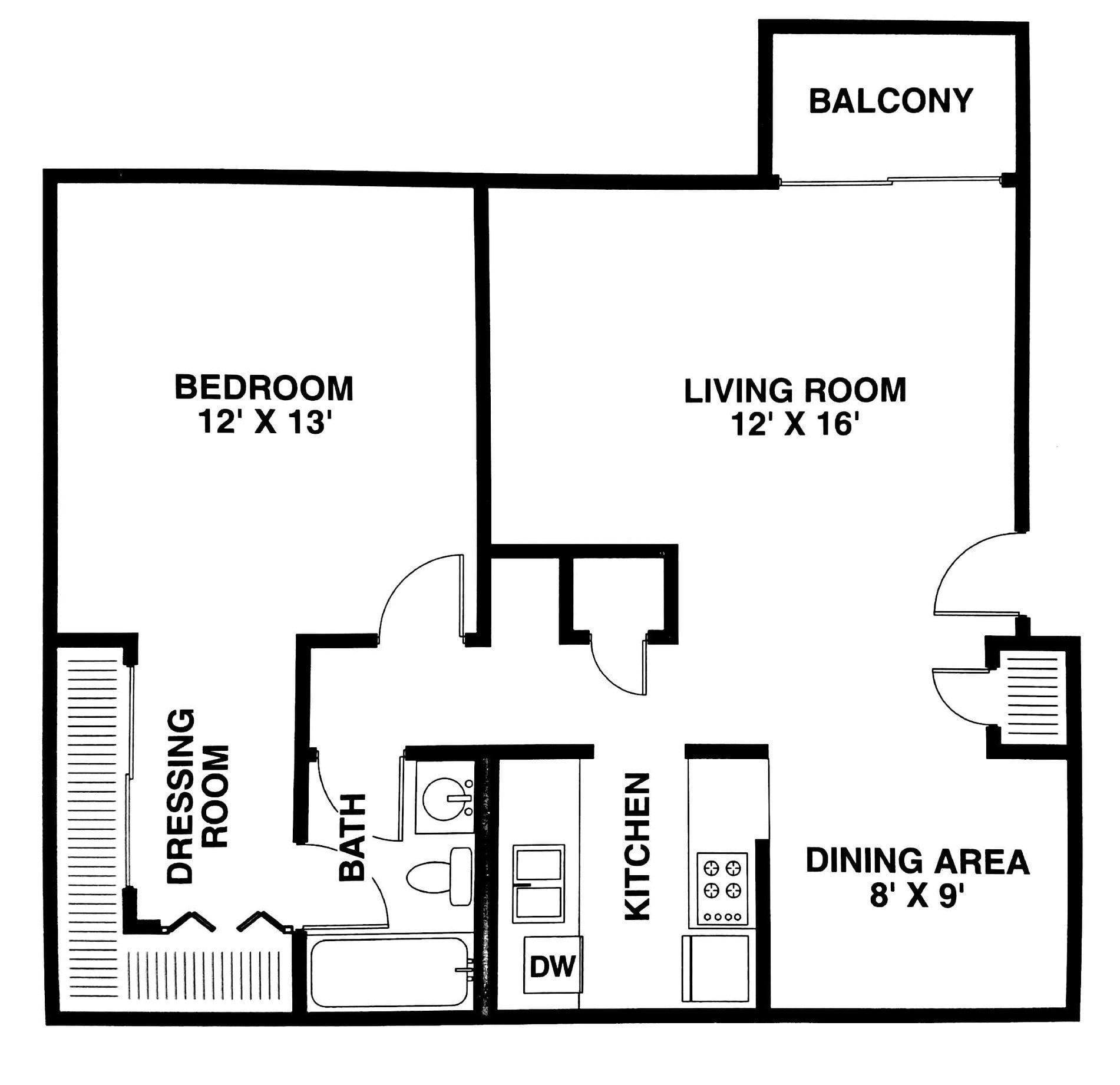 Floor Plan: 1 Bed · 1 Bath · 760 SQ. FT.