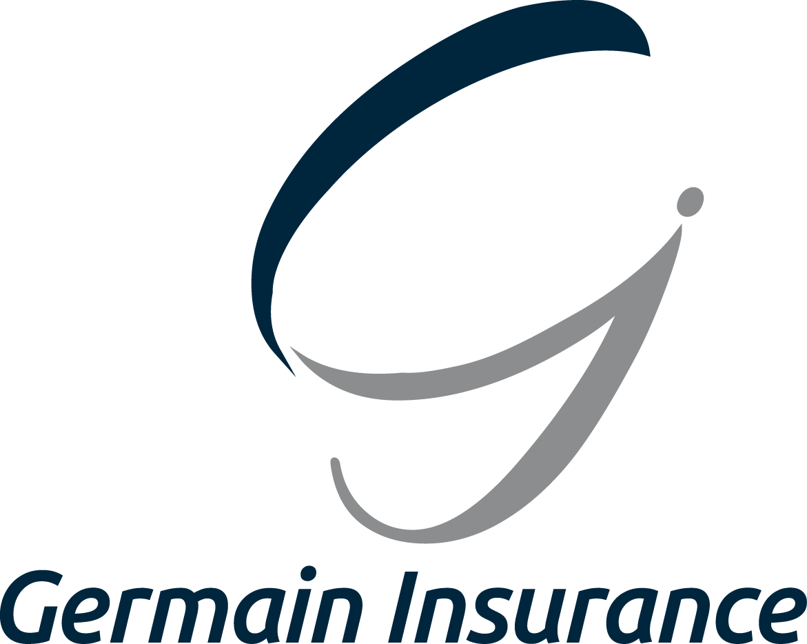Germain Insurance logo with navy and gray swoosh above the company name