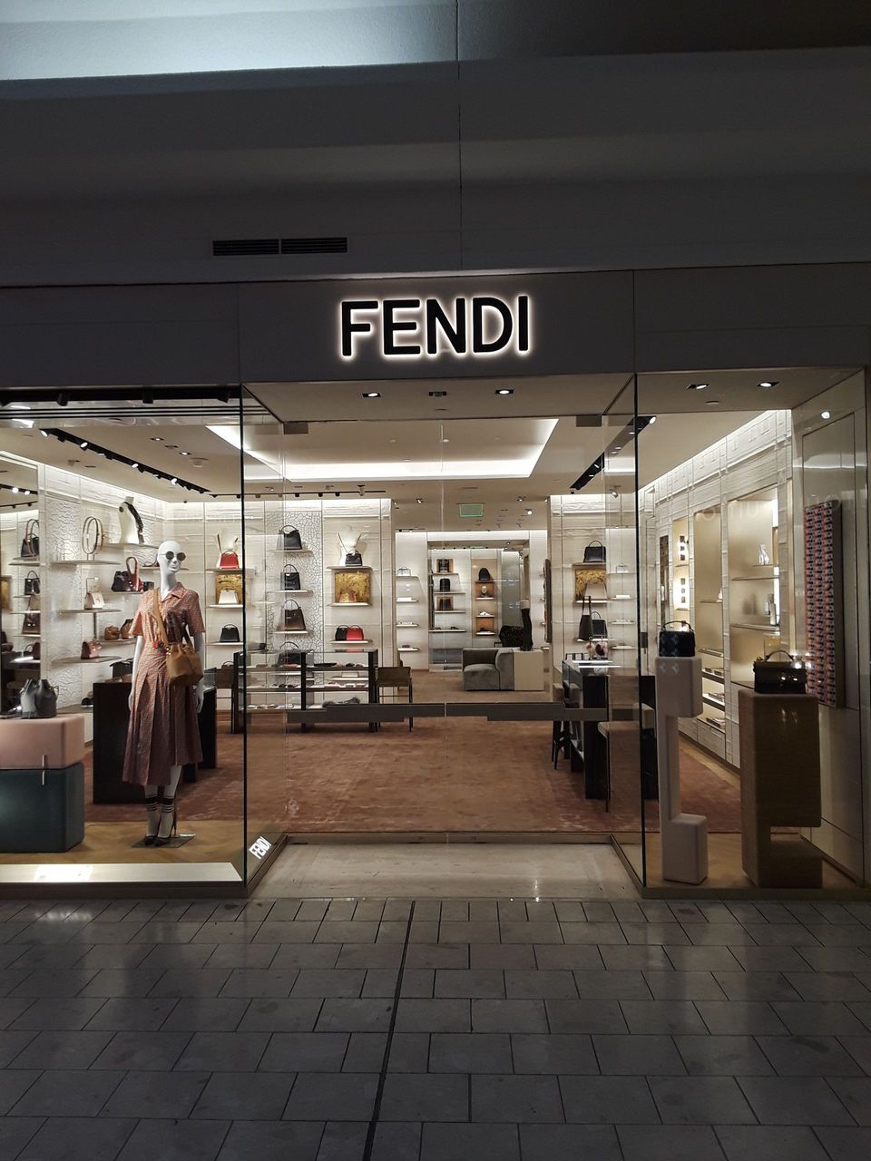 A fendi store is located in a shopping mall