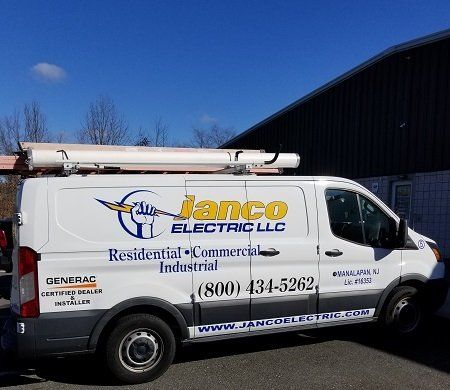 A white van with the word janco electric llc on it