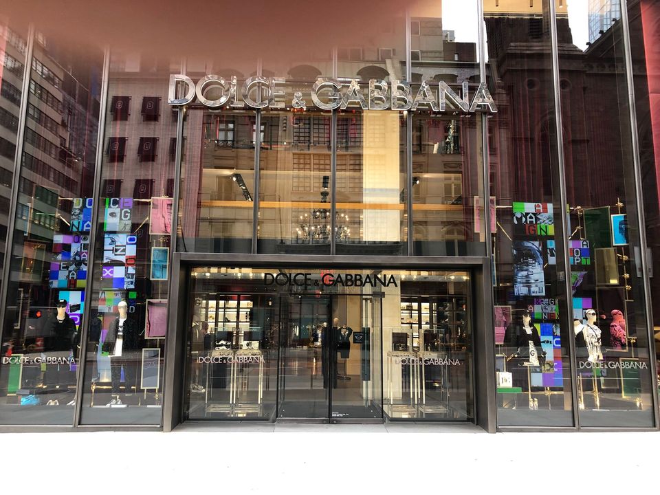 The front of a dolce & gabbana store in new york city