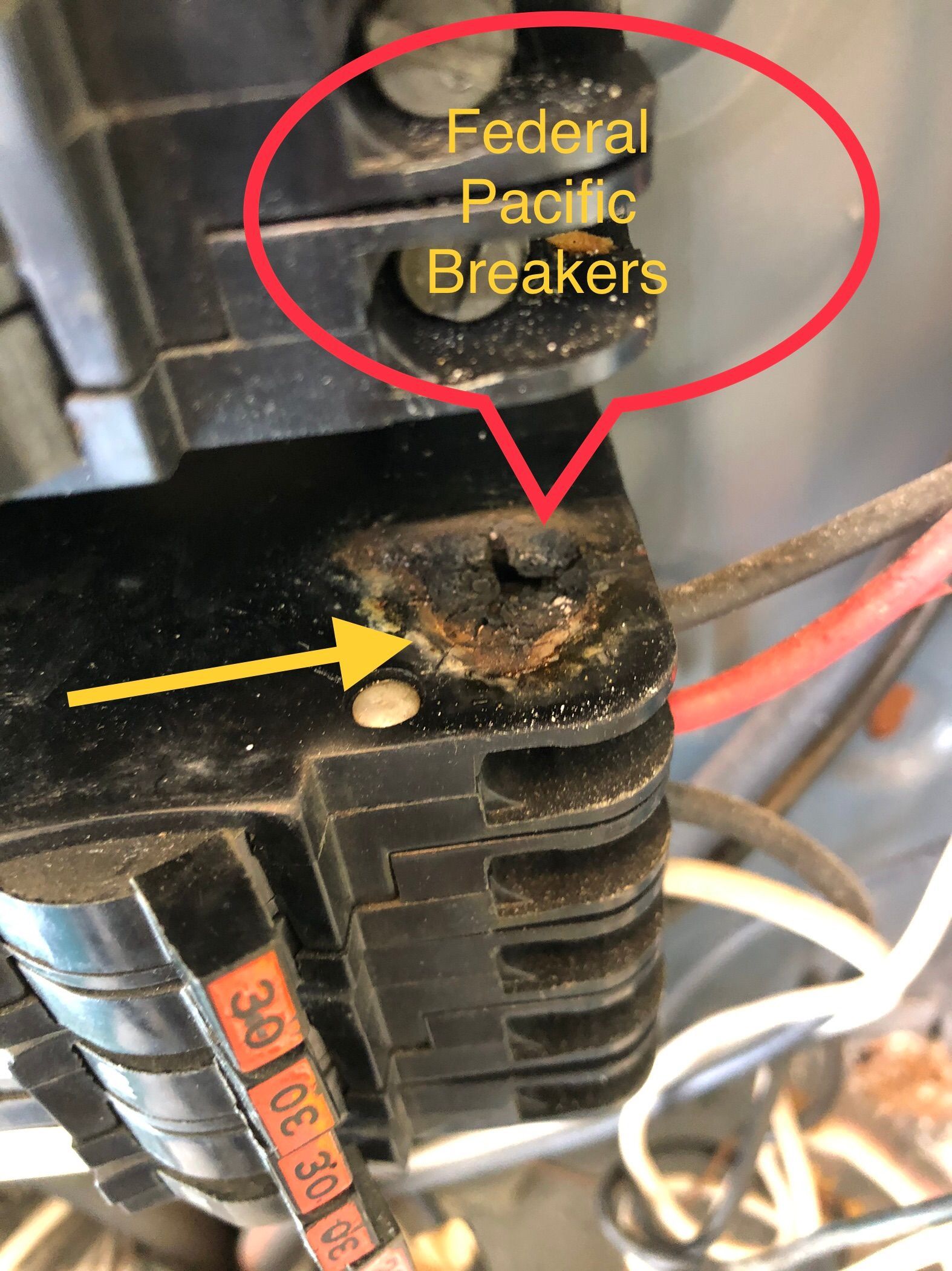 Failed FPE stab-lok circuit Breaker