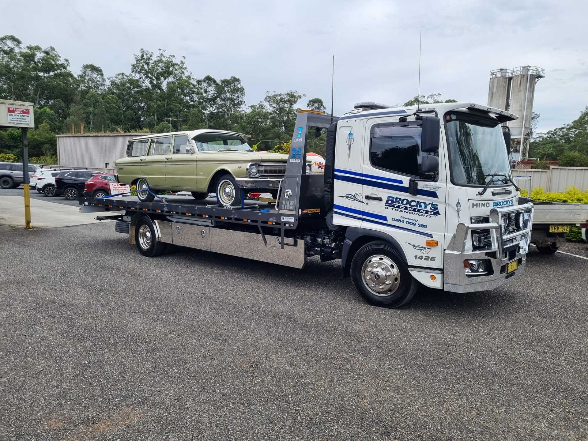 Vintage Car on a Tow Truck — Towing in Kempsey