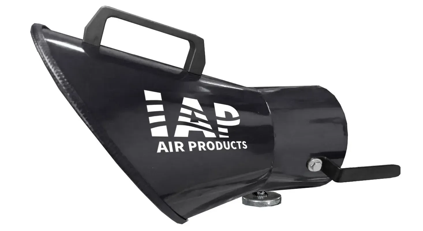 Black IAP Air Products pet dryer with a handle and adjustable nozzle.