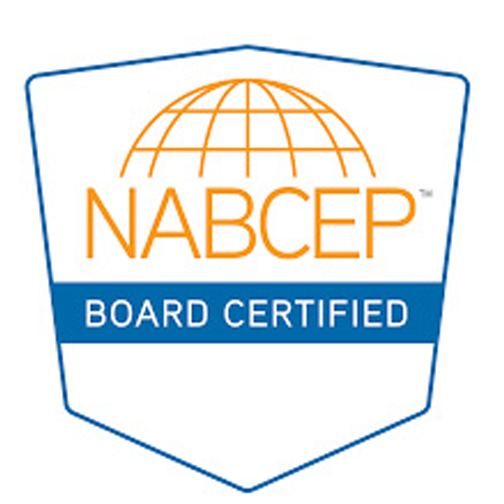 NABCEP Board Certified logo: Orange globe over 