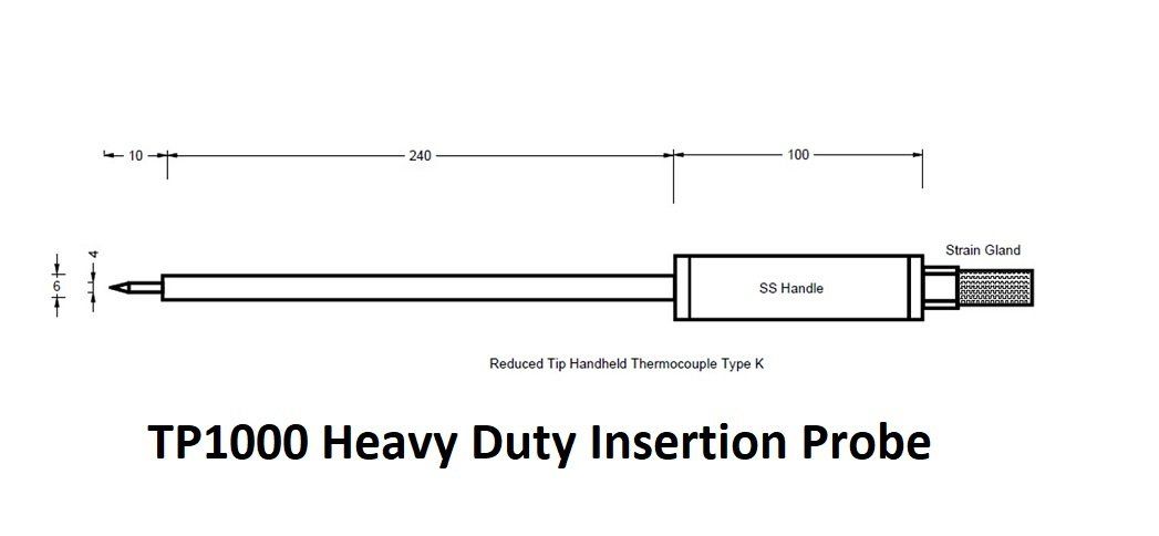 heavy duty stainless steel probe for temperature measurement of concrete, bitmac or asphalt Heavy duty stainless steel insertion probe for bitumen, asphalt or concrete pours during road laying