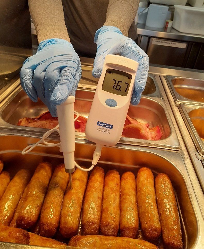 Food thermometer and food probe for taking temperature of meat, fish, hot food stuffs and cold fridge or freezer food Food Meat Thermometer for accurate temperature measurement of meat and food in kitchens and restaurants.