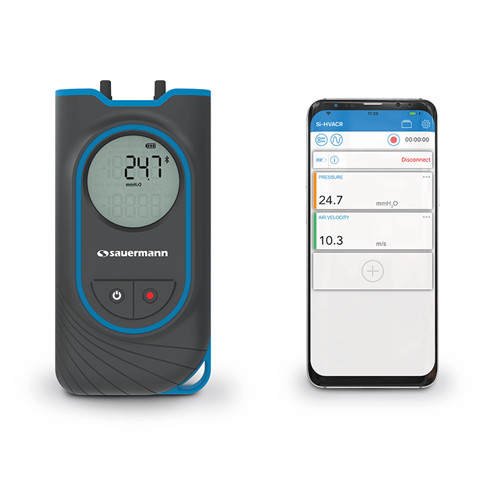 Digital differential pressure meter manometer for air velocity and airflow