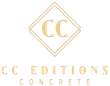 Gold logo with "CC" in a diamond frame, over the text "CC EDITIONS" and "CONCRETE" in a matching serif font.