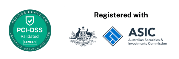 A logo for a company that is registered with asic