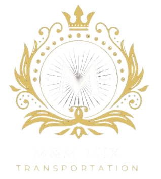 A gold circular logo with a crown, sunburst lines, and flourishes, featuring white text below reading "TRANSPORTATION."
