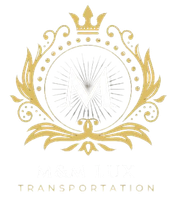A gold circular logo with a crown, sunburst lines, and flourishes, featuring white text below reading "TRANSPORTATION."