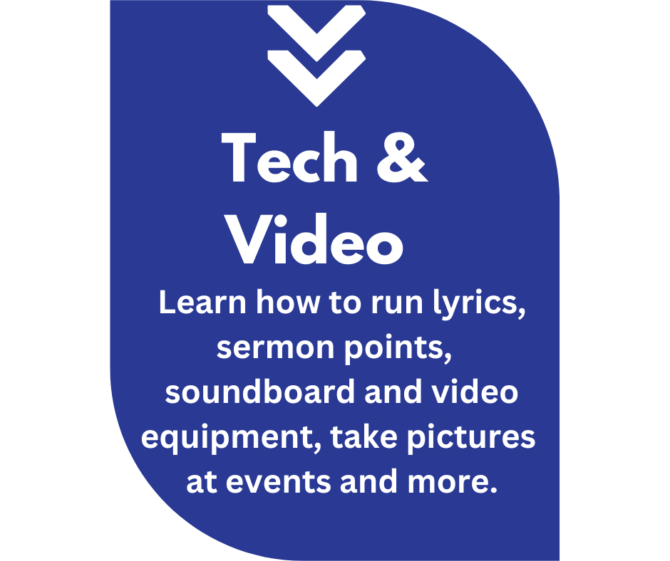 Sign about tech and video volunteer opportunities