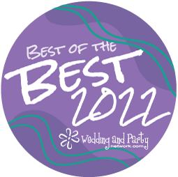 Purple “Best of the Best 2022” badge for Wedding and Party Network, with white text and teal accents