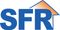 SFR logo with blue letters and an orange arrow-shaped roof.