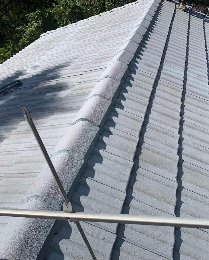 A Close Up of a Roof With a Metal Railing on It — Holster Painting Contractors In Port Macquarie, NSW 