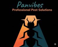 Panvibes Professional Pest Solutions logo with stylized orange and blue ant