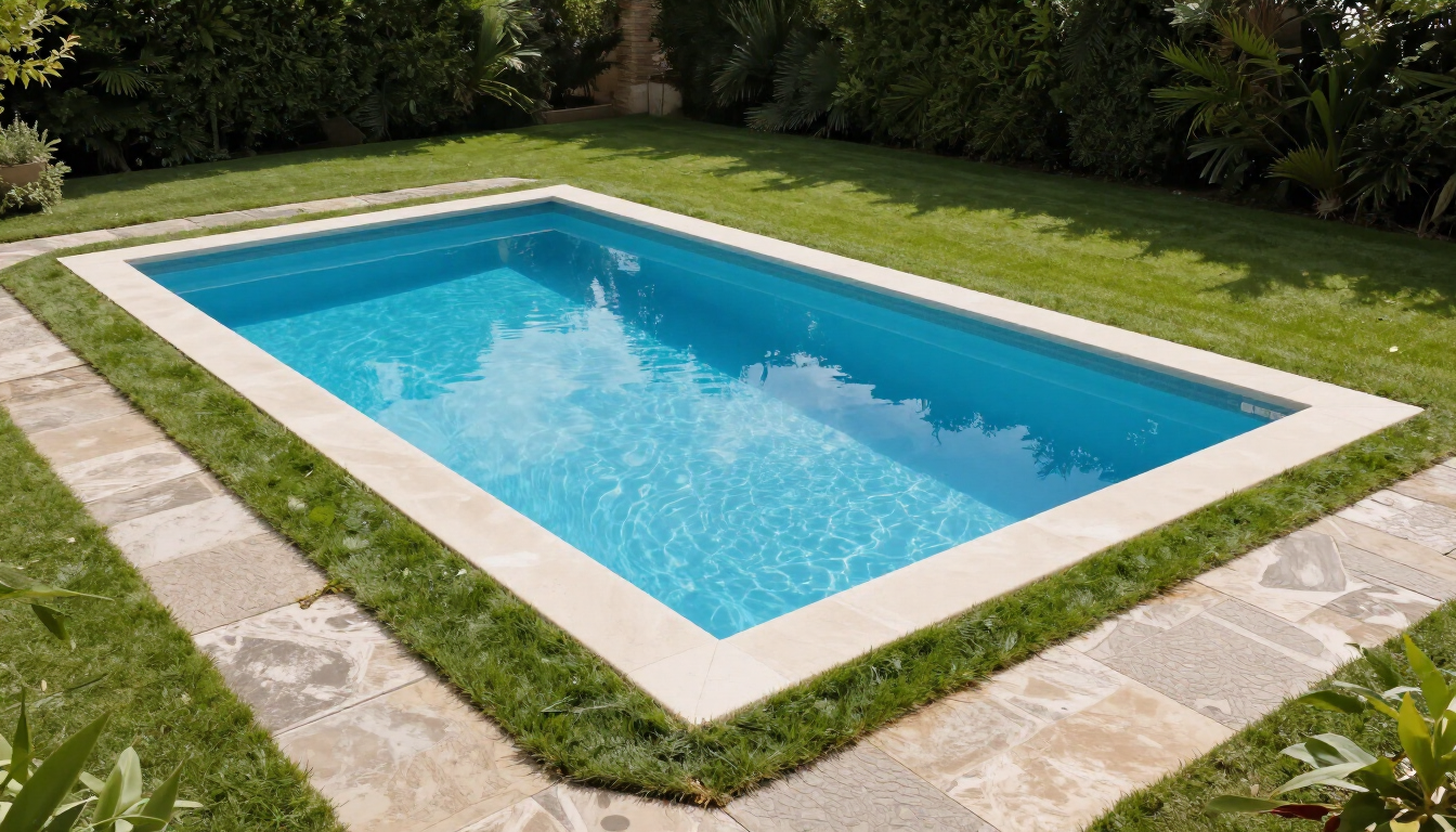 Piscine installée dans un jardin résidentiel