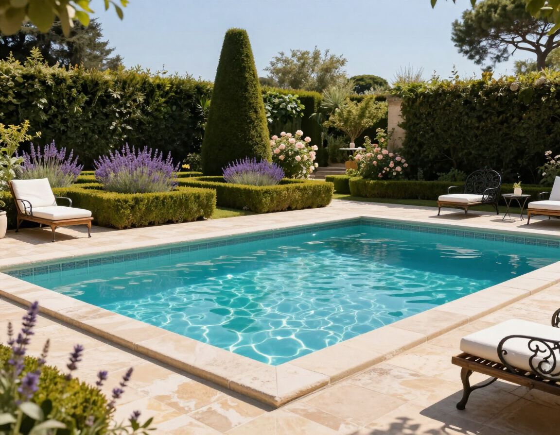 Piscine installée dans un jardin