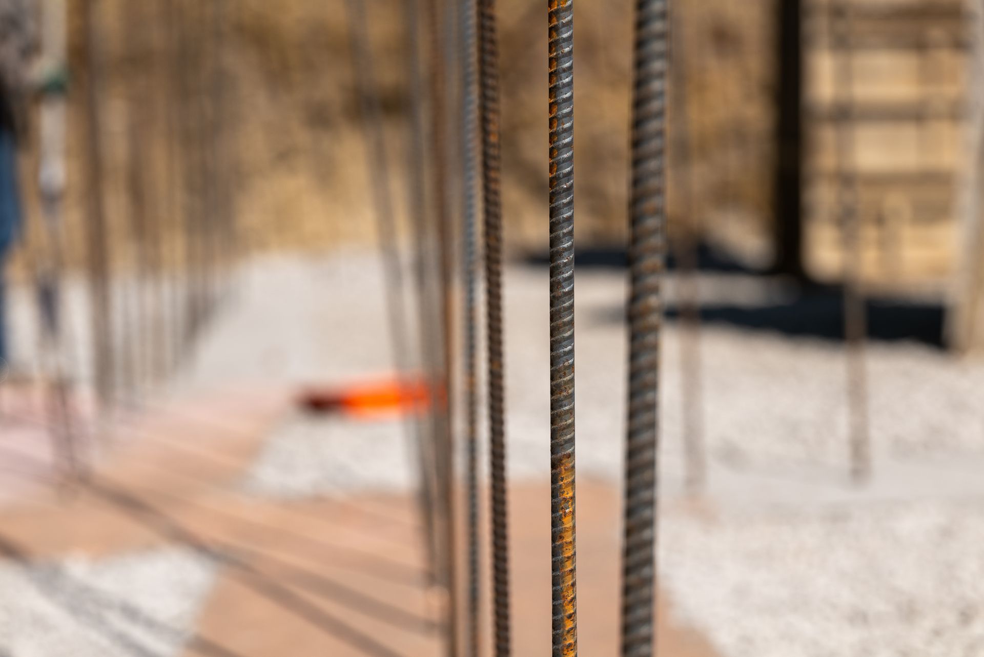 Rebar in footings before foundation walls have been poured