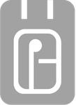 A black and white icon of a pair of headphones.