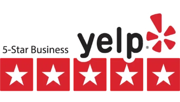Yelp five-star business badge for Spora Mold Remediation, recognized for excellence in mold and water damage services.