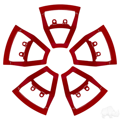 A circle of red triangles on a white background