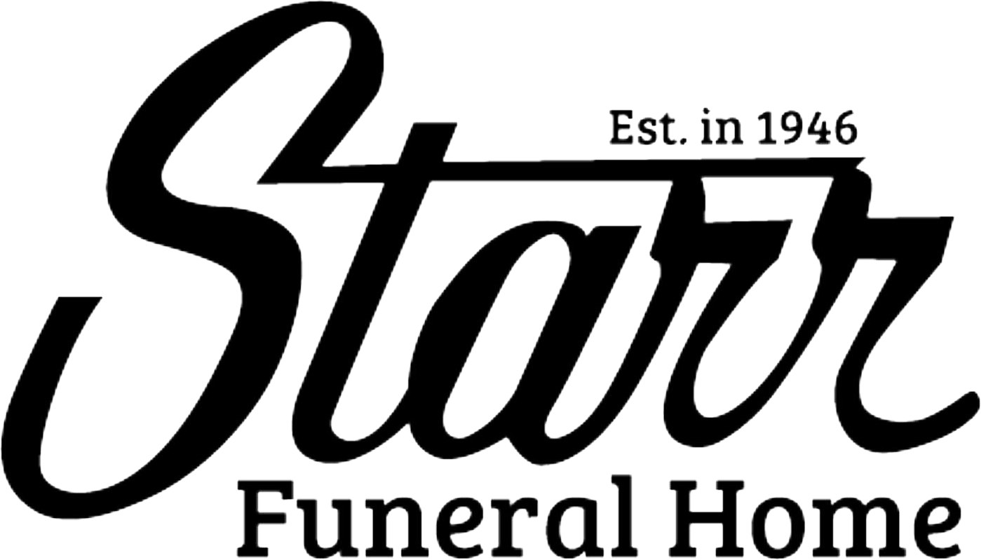 Starr Funeral Home logo with “Est. in 1946” in black script on white background