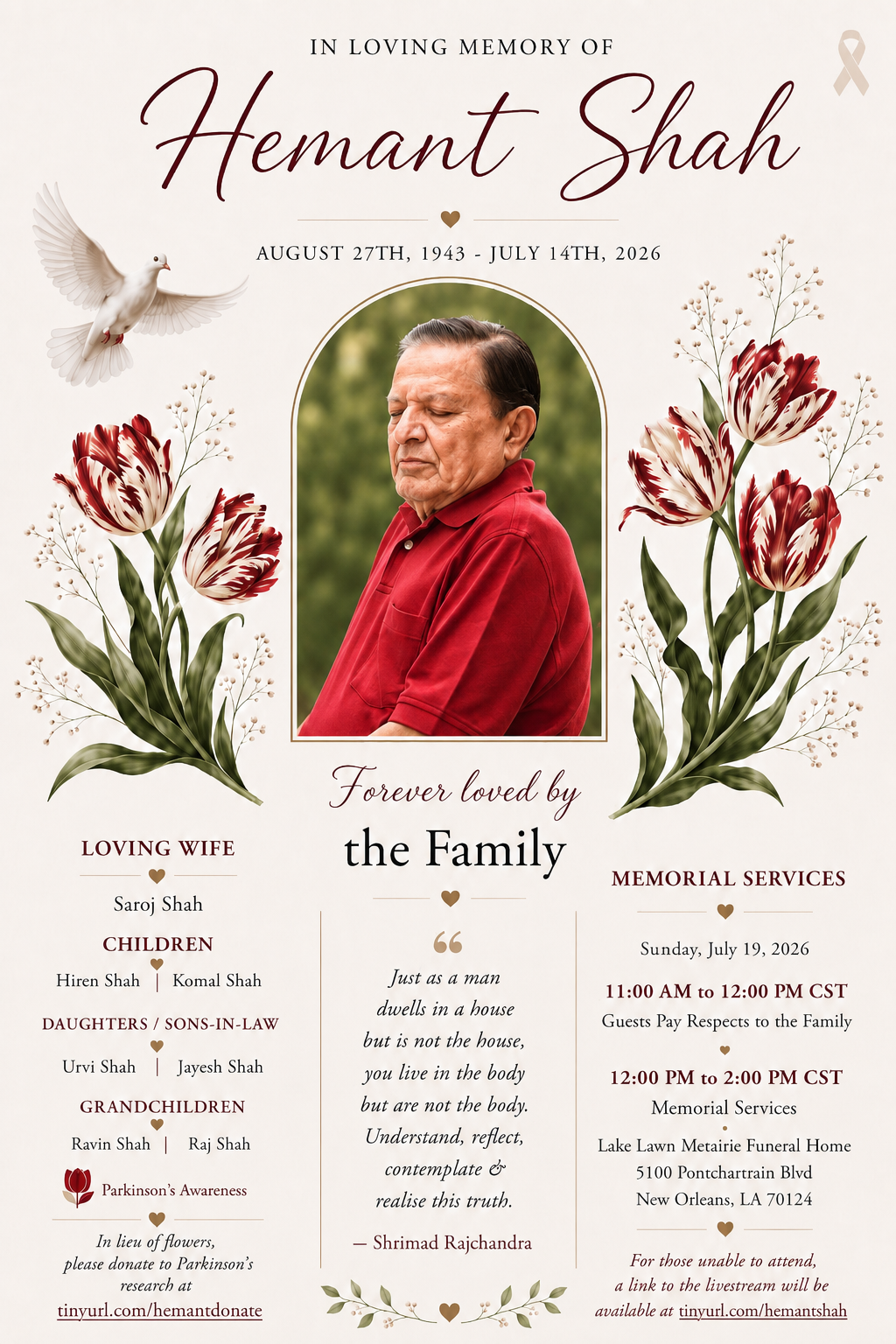 memorial for Hemant Shah