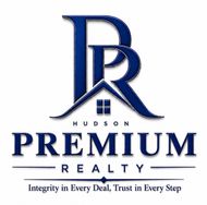 Hudson Premium Realty logo in blue with slogan &ldquo;Integrity in Every Deal, Trust in Every Step&rdquo;