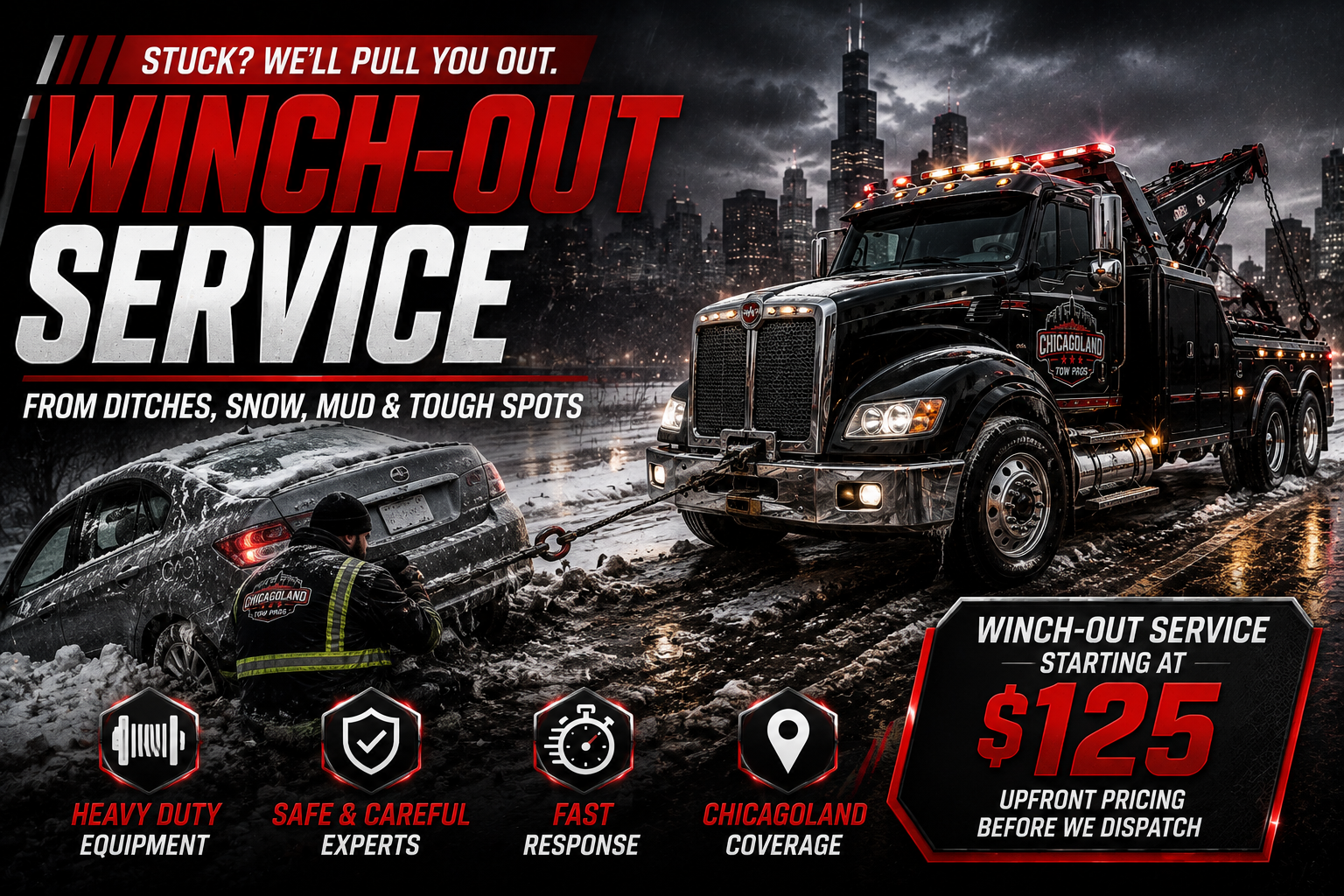 Winch-out and recovery service in Chicagoland — Chicagoland Tow Pros