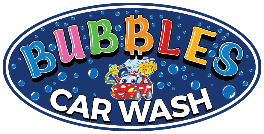 A colorful logo for bubbles car wash