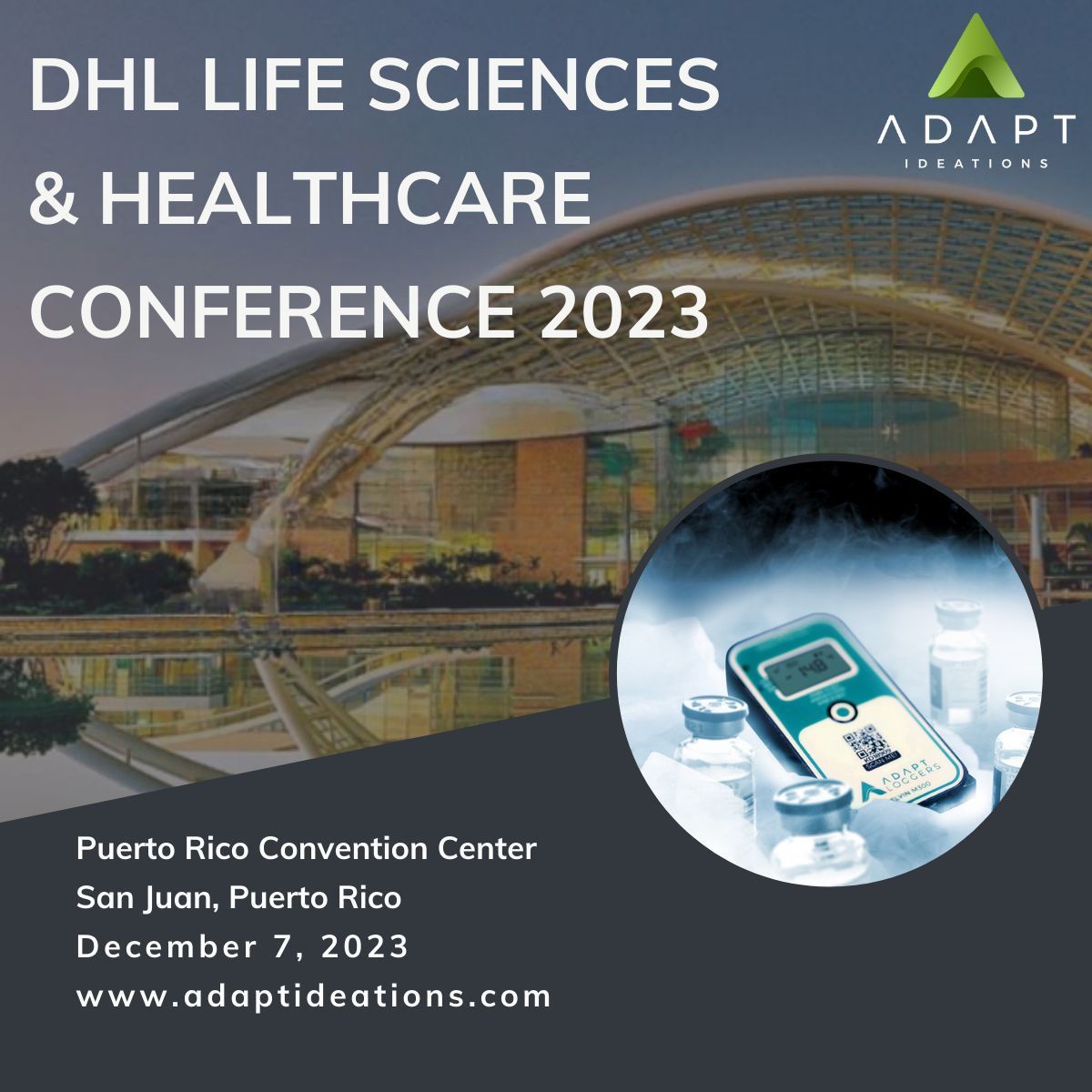 A poster for the dhl life sciences & healthcare conference 2023