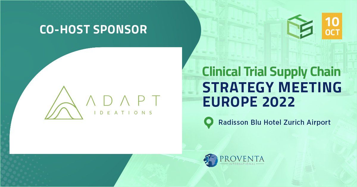 A poster for a clinical trial supply chain strategy meeting europe 2022