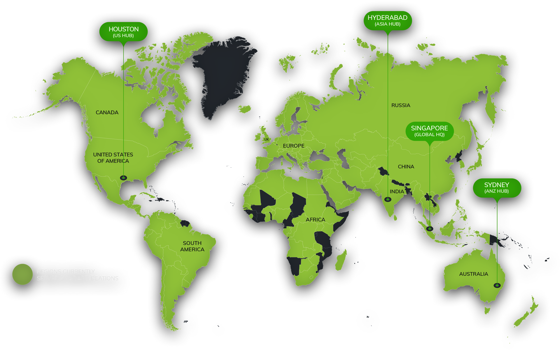A map of the world with a green border and a black border