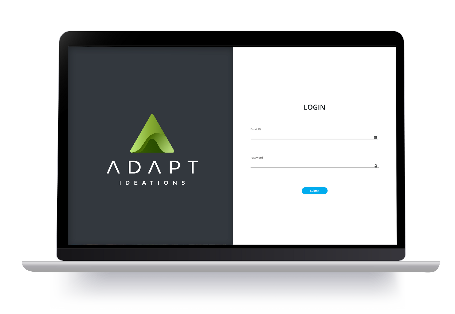 A laptop computer with the adapt logo on the screen.