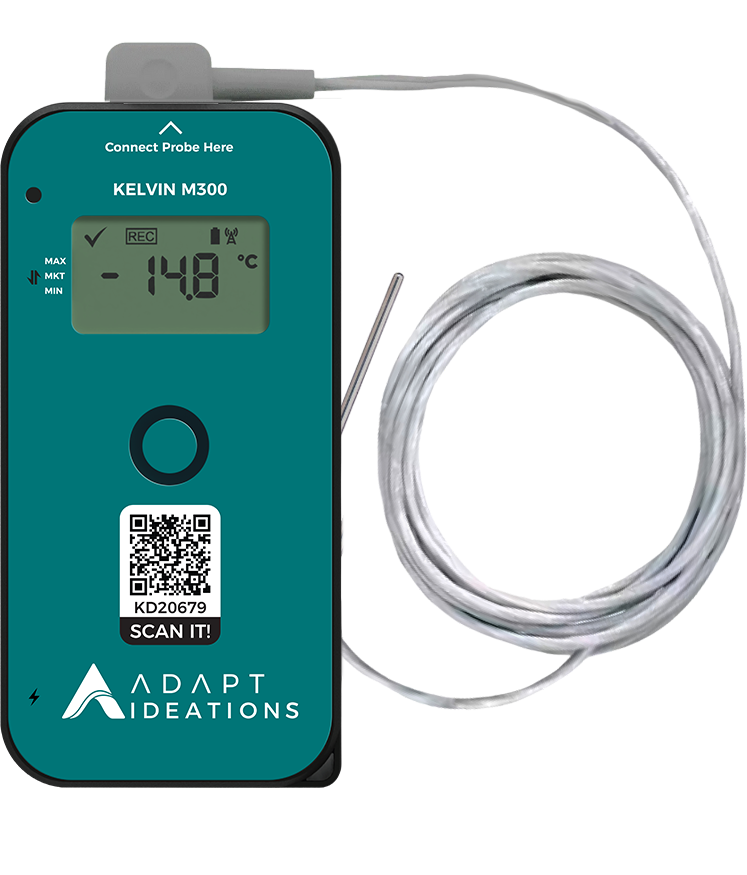 A data logger thermometer with a wire attached to it.