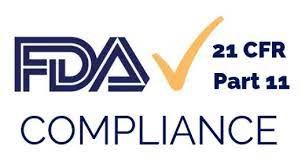 A logo for fda compliance with a check mark.