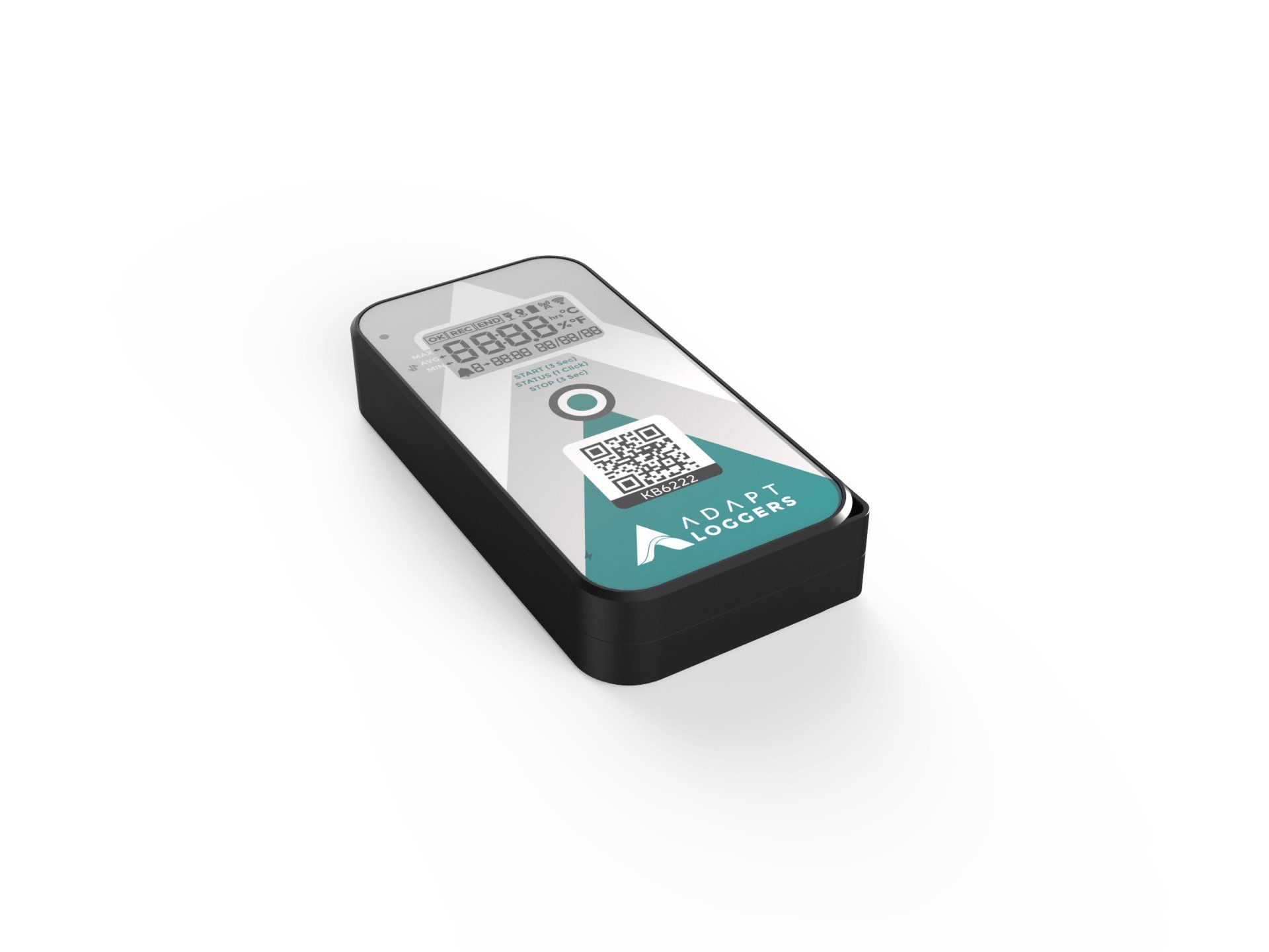 A remote control with a qr code on it is sitting on a white surface.
