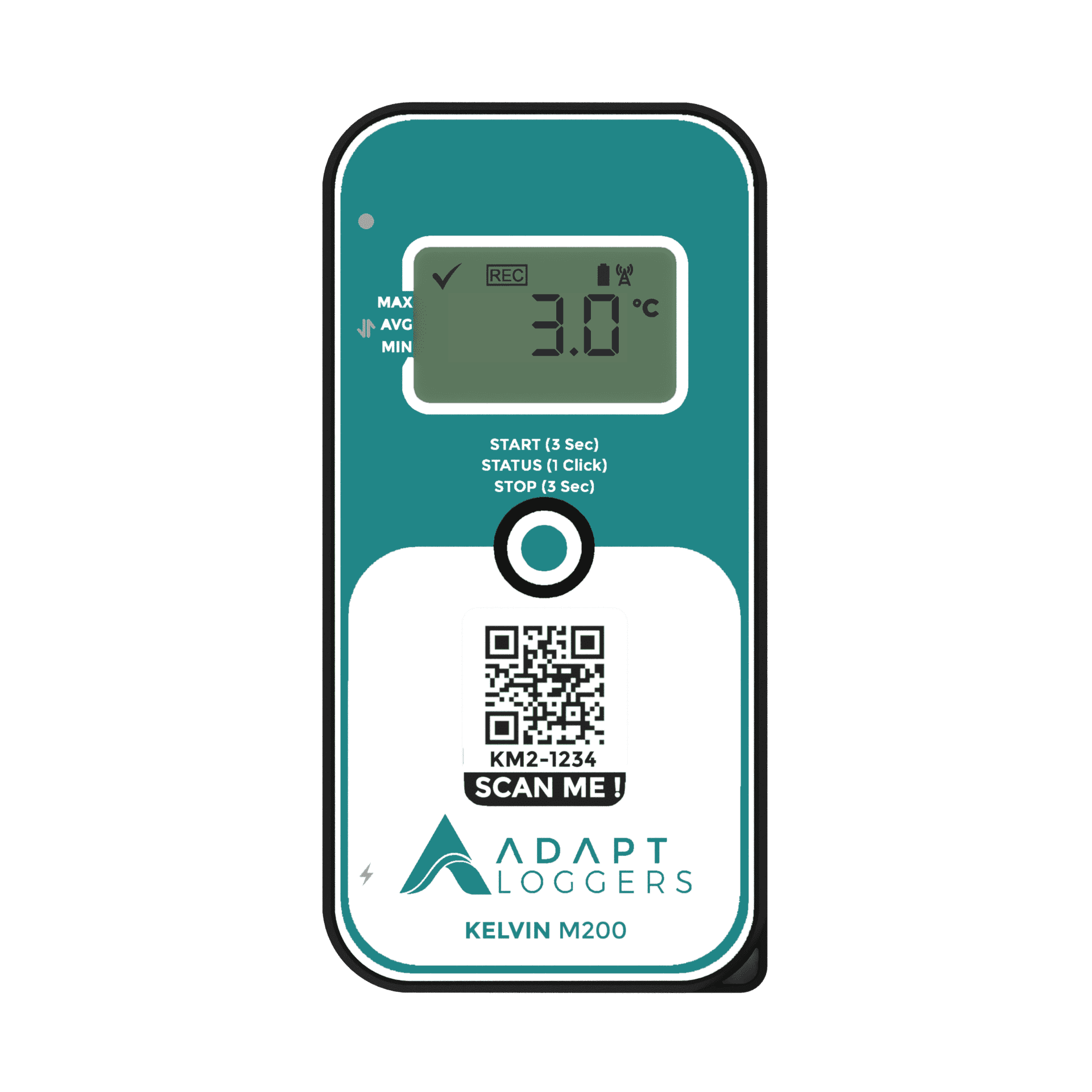 data loggers include location tracking and temperature monitoring A digital thermometer with a qr code on it.